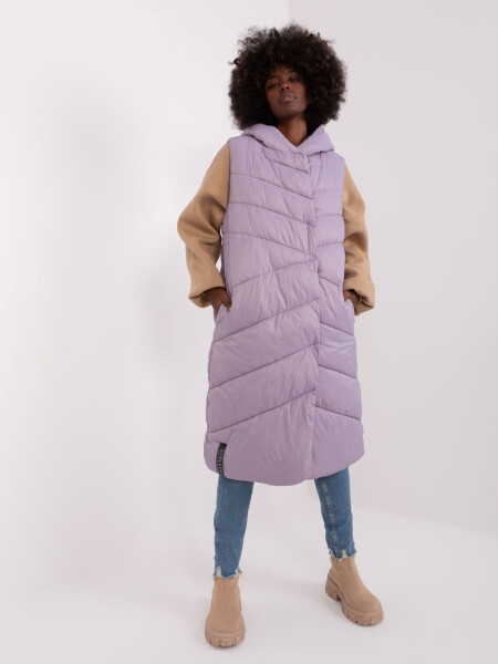 Světle fialová dlouhá vesta s kapucí SUBLEVEL