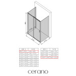 CERANO - Třístěnný sprchový kout Varone LINE U L/P - 6 mm - černá matná, grafitové sklo - 90x100x195 - posuvný CER-8050BD7846