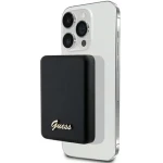 Guess Metal Script Logo MagSafe černá / Powerbanka / 3000 mAh / bezdrátové nabíjení 5W (GUPBM3ALGSGK)