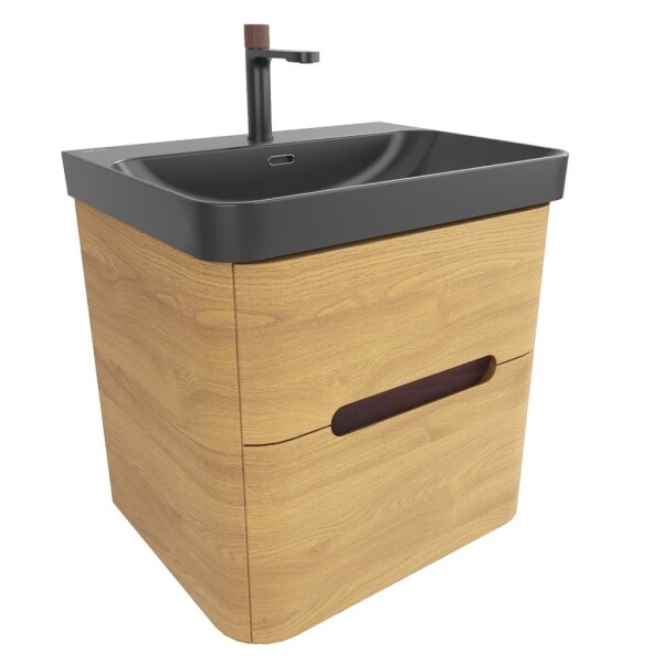 Koupelnová skříňka s umyvadlem SAT Fusion 57,5x53x45 cm dub medový mat SATFUSION260DMBKMB SATFUSION260DMBKMB