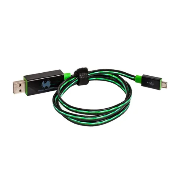 RealPower USB kabel USB 2.0 USB-A - Micro-B 75 cm LED zelená (4040895876560)