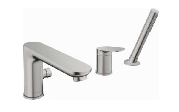 DURAVIT - Wave Baterie na okraj vany, 3-otvorová instalace, kartáčovaný nerez WA5260000070