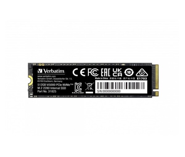 VERBATIM SSD Vi5000 Internal PCIe NVMe M.2 SSD 512GB , W2500/ R 5000 MB/s EDF_714302
