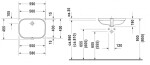 DURAVIT - D-Code Umyvadlo zápustné 56x40 cm, s přepadem, bez otvoru pro baterii, bílá 0338560000