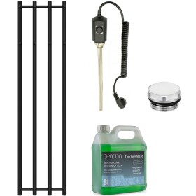CERANO - Koupelnový elektrický radiátorový set Bertini - 300W - černá matná - 1400x351 mm CER-482081