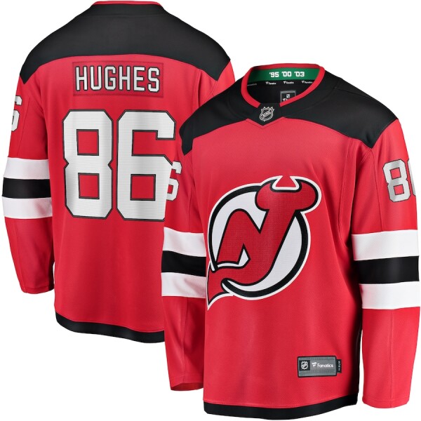Fanatics Pánský dres Jack Hughes New Jersey Devils NHL Premium Home Jersey Velikost: 46 (S)