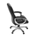 Kancelářské křeslo, černá ekokůže, plastový kříž, houpací mechanismus
