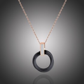 Ocelový náhrdelník se zirkony Catarin Black Gold - keramika, Zlatá 40 cm + 5 cm (prodloužení)