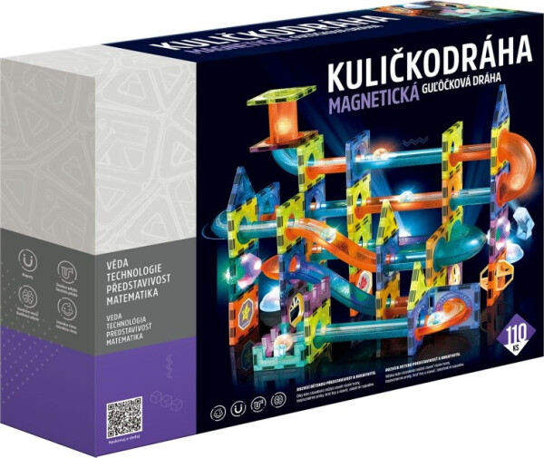 Kuličkodráha magnetická se světlem 110 ks