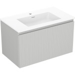 MEXEN/S - Rivel koupelnová skříňka 80 cm s umyvadlem Otis, 1 šuplík, reliéf , šedá mat/bílá mat 91A20-08047-1-BF62-W18M01