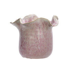 MADAM STOLTZ Kameninový obal na květiny Pink Off White Ø 22 cm, růžová barva, keramika