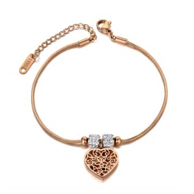 Ocelový náramek Millie Gold - srdce, chirurgická ocel, Zlatá 18 cm + 3,5 cm (prodloužení)
