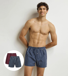 Pánské volné boxerky 2 ks DIM COTTON STRETCH LOOSE BOXER 2x - DIM - tmavě červená M