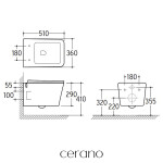CERANO - Kompletní WC set Basic/Forte - bílá lesklá - WC tlačítko Maxio/Černá - ovládání shora - předstěnová instalace - 51x36 CER-8050BD86125