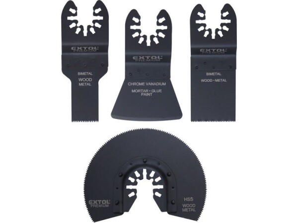 EXTOL PREMIUM 8803824 Sada nástrojů pro multifunkční brusku 4ks (BiM, CrV, HSS)