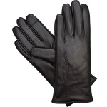 Semiline Dámské kožené antibakteriální rukavice P8205-0 Black L
