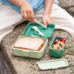 Monbento Svačinový box Monbento Snacky Green Forest 850 ml, zelená barva, plast