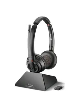 Poly Savi 8220 UC / bezdrátová náhlavní souprava / mikrofon / dvě sluchátka / DECT / USB-A bezdrátový přijímač (209215-02)