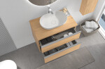 CERANO - Koupelnová skříňka Velora - dub medový, úchytka chromová + deska pod umyvadlo Navira Slim - 18 mm - 70x54,8x46,5 CER-664825