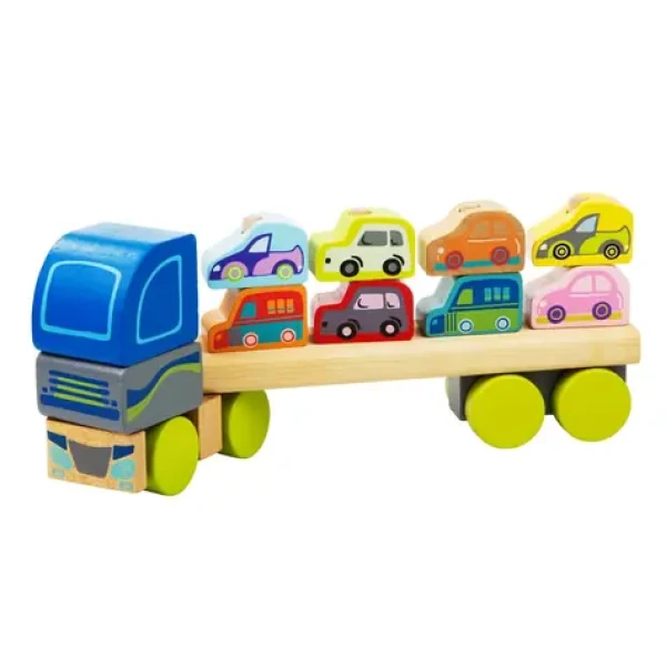 CUBIKA 13418 Kamion s auty - dřevěná skládačka