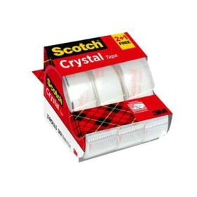 Lepicí páska s odvíječem SCOTCH Crystal, 2+1 zdarma, 19 mm x 7,5 m