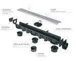 MIDAS A - Odvodňovací žlab s plastovou mříží A15 (1,5t) pochůzný ,d: 1000 x 130 x 105