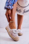 Dámské krajkové espadrilky s ozdobou Bíle Summer Dream 37