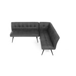 Lavice rohová, šedá látka v dekoru broušené kůže, černý kov