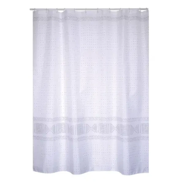 MSV TORALLA sprchový závěs vzorovaný šedý / 180 x 200 cm / polyester