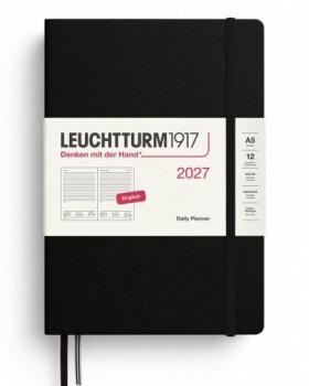 Denní plánovač Black, Medium A5 2027, anglicky