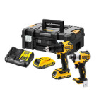 DeWalt DCK2062D2T / Aku příklepový šroubovák + rázový utahovák / 18V / 2x 2.0Ah / nabíječka / kufr (DCK2062D2T)