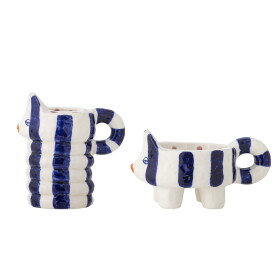 Bloomingville Keramický svícen Caty Blue – set 2 ks, modrá barva, keramika