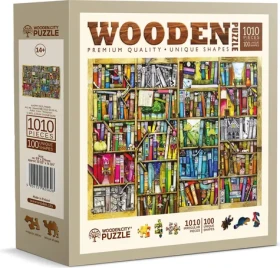 WOODEN CITY Dřevěné puzzle Police s knihami 1010 dílků