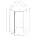 MEXEN/S - Lunar L sprchový kout pětiboký křídlový levá 80 x 90, transparent, růžové zlato 831L-080L-090P-60-00-L