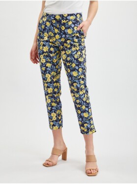 Orsay Žluto-modré dámské zkrácené květované kalhoty dámské