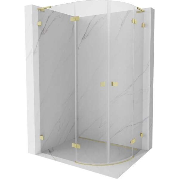MEXEN/S - Lunar L sprchový kout čtvrtkruh křídlový levá 100 x 90, transparent, zlato kartáčovaná 833L-100L-090P-55-00