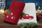 Bavlněný vánoční ručník bílý autem