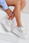 Kožené sneakersy na platformě CheBello 4658 stříbrné 37