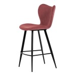 Židle barová, červená látka, černá podnož