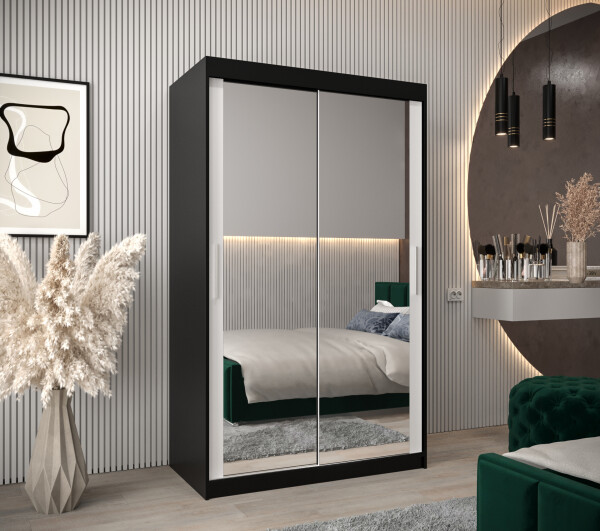 Šatní skříň Abi T3 Barva korpusu: Černá, Rozměry: 120 cm, Dveře: Bílá