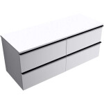 CERANO - Koupelnová skříňka Velora - bílá matná, úchytka černá + deska pod umyvadlo Navira Slim - 18 mm - 120x54,8x46,5 CER-664714
