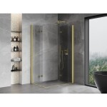 MEXEN/S - Mist-F Duo sprchový kout skládací dveře pravá 110 x 120, transparent, zlato kartáčovaná 8A6-110L-120P-55-00