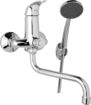 JB Sanitary Nástěnná umyvadlová a sprchová baterie SLIM, rozteč 100 mm, otočný přepínač v těle, s příslušenstvím, trubkové ramínko 300 mm A10 34 51