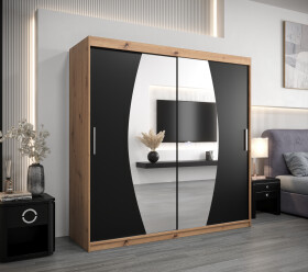 Šatní skříň Abi E0 Barva korpusu: Dub artisan, Rozměry: 200 cm, Dveře: Černá