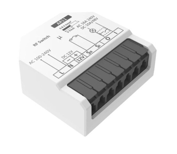 Podomítkový relé modul AR11 pro bezbateriové ovladače IK02 433MHz - 230VAC 12VD, bezpotenciálový kontakt