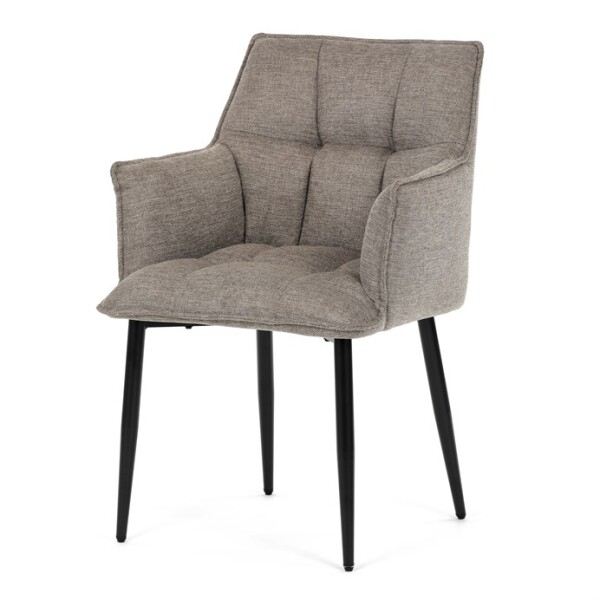 Židle jídelní, hnědá vodoodpudivá látka, černý matný lak, kovové nohy