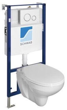 SAPHO - Závěsné WC TAURUS s podomítkovou nádržkou a tlačítkem Schwab, bílá LC1582-SET5