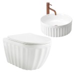 REA/S - Sada: Závěsná WC mísa + Umyvadlo na desku Duo White KPL-K3005