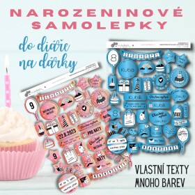 NAROZENINOVÉ samolepky do diáře a NA DÁRKY (42ks)