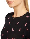 Dámské merino tričko s dlouhým rukávem ICEBREAKER Wmns 200 Oasis LS Crewe Ski Day, Black/Acid Pink/Aop velikost: XS